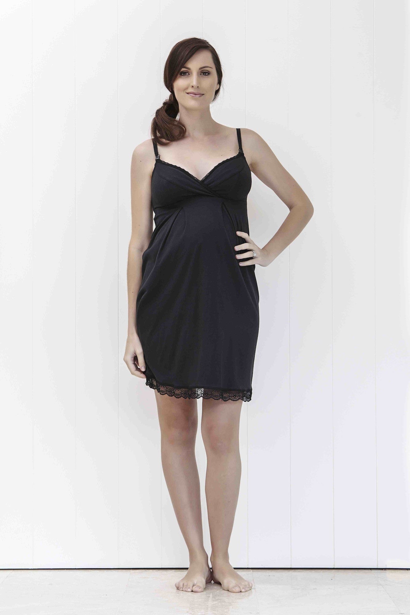 sorella & me maternity - organic nursing nightie in black